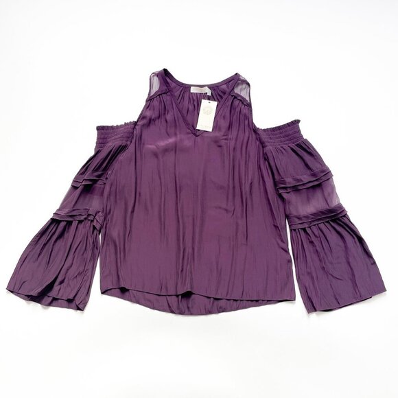 Ramy Brook Faretta Cold Shoulder Top Merlot Size Medium NEW NWT - Picture 2 of 8